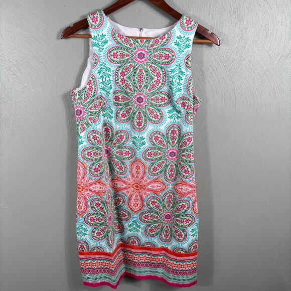 London Style Women's Size 8 Multicolor Festive Floral Paisley Sleeveless Dress - Picture 2 of 11